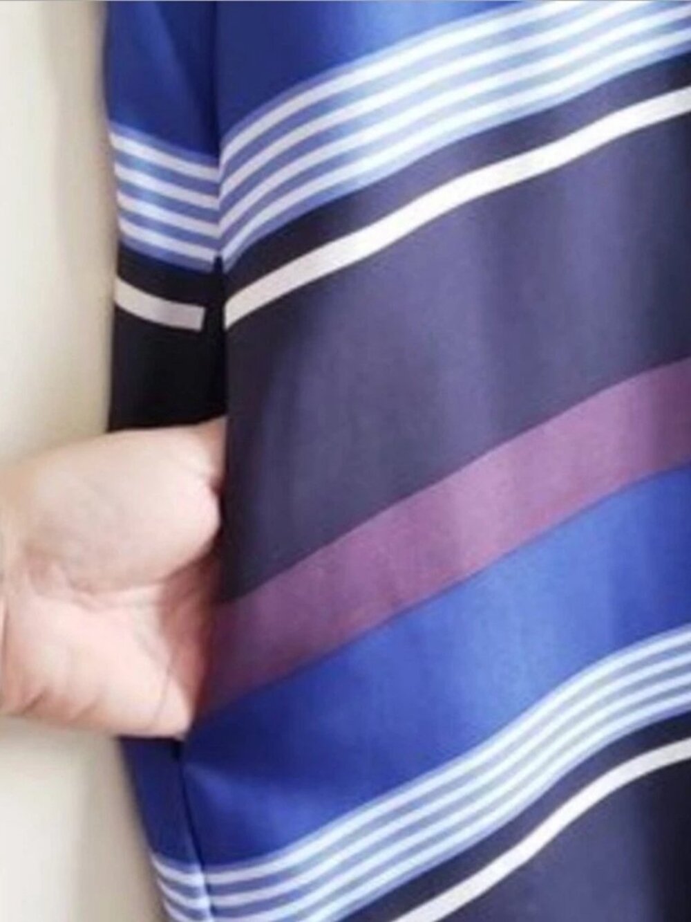 Banana Republic Silk Stripe Off The Shoulder Shift Dress Womens S Lined Pockets - Picture 7 of 14